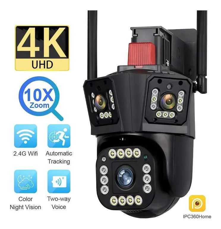 CAMARA DE SEGURIDAD 360° CON 3 LENTES  FULL HD DE 4MP SENSORES DE ALTA RESOLUCION