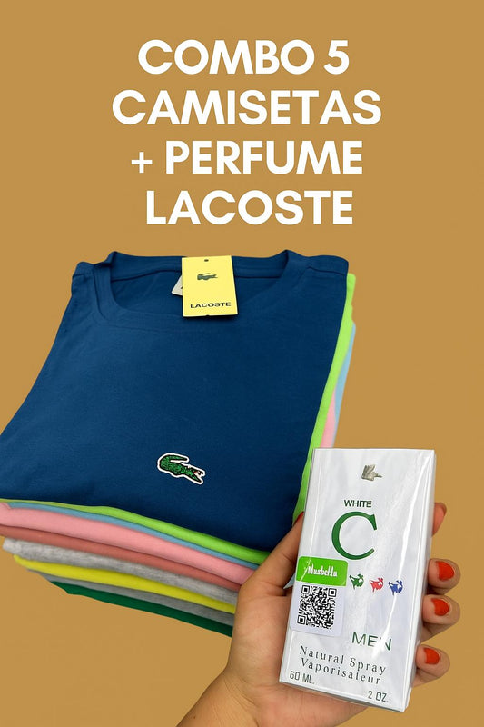 PACK X5 CAMISETAS LACOSTE + LOCION